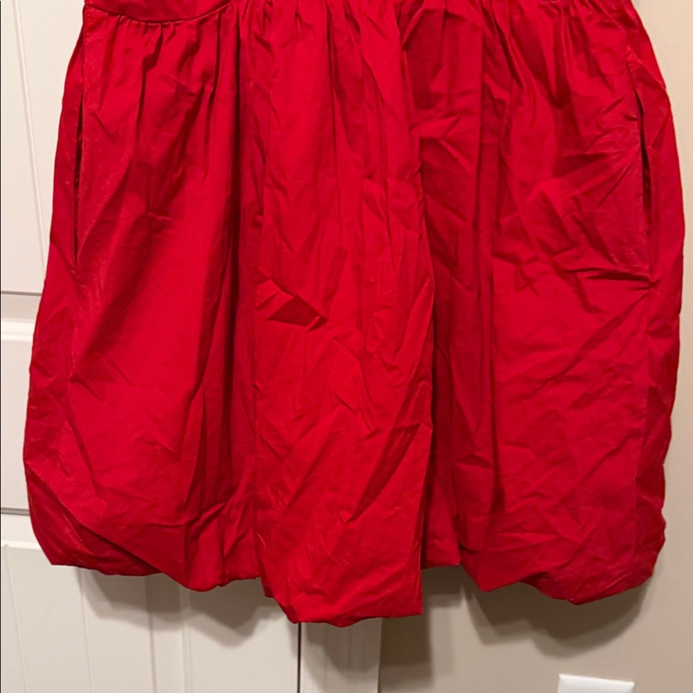 Red Spaghetti-Strap Bubble Mini Dress - Picture 6 of 11
